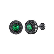 PROSTEEL Sterling Silver Stud Earring with May Emerald Birthstone Viking Runes Round Cubic Zirconia Earring Hip Pop Punk Jewelry Gift for Son, Black