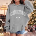 thumbnail image 2 of Boys Girls Hoodie Kids Chicago City Letter Print Hoodies Long Sleeve Hooded Sweatshirt Top Fall Winter Clothes Girls Clothes Size 8-10 Years Kids Clothes, 2 of 4