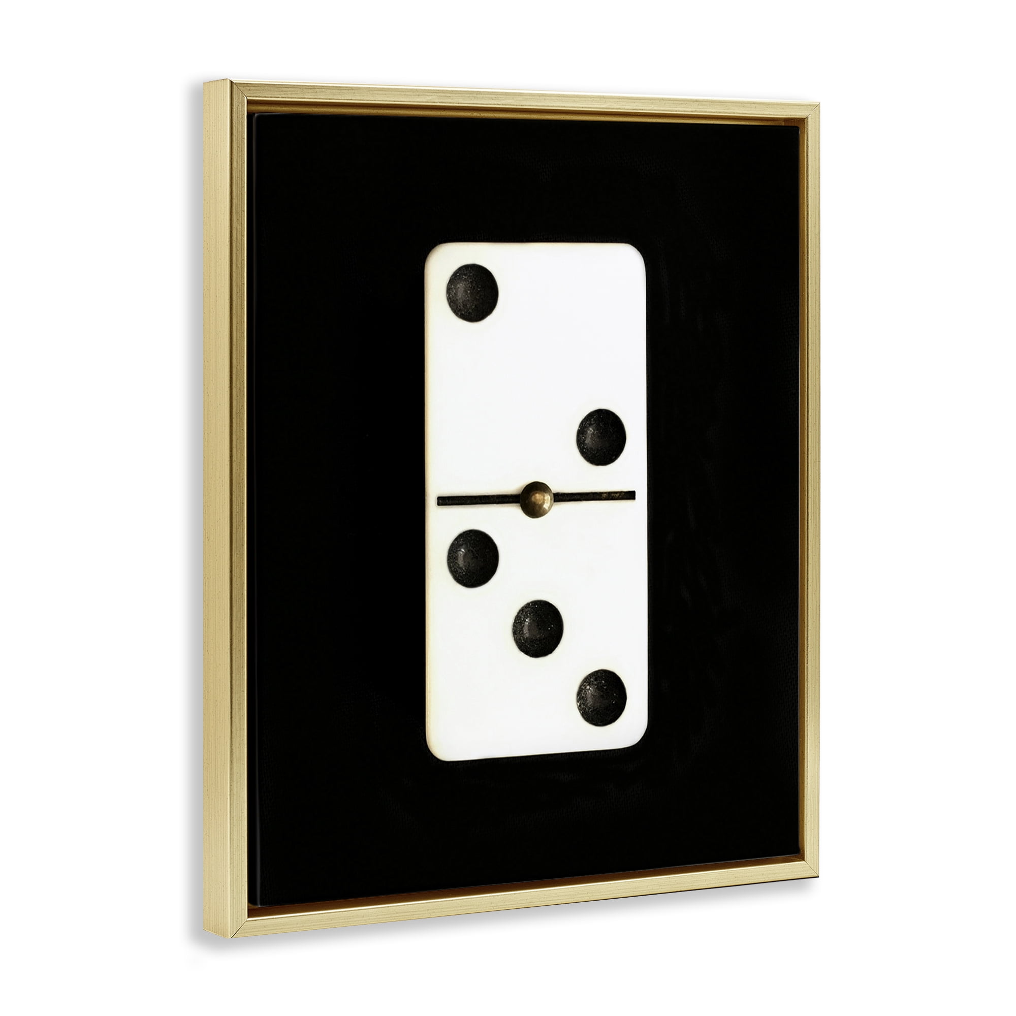 Stupell Industries White Domino on Black Entertainment Painting Gold Floater Framed Canvas Art Print Wall Art, 25 x 31