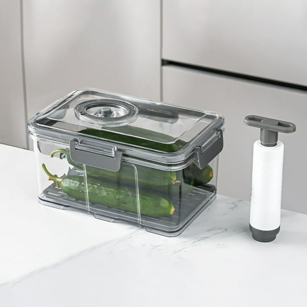 Recipiente para alimentos sellado al vacío con temporizador | Frasco hermético a prueba de fugas con bomba manual | Recipiente de plástico sin BPA para conservar alimentos frescos en la cocina, con