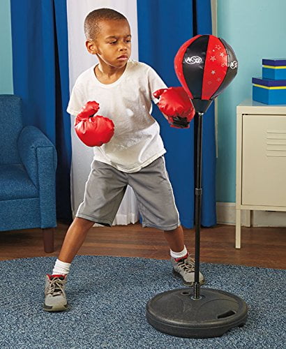Gifts Toys for Boys Girls Boxing Gloves Punching Bag for Kids Speed Bags for Boxing Height-Adjustable Reflex Ball Boxing Set with Stand 