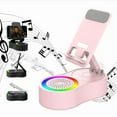 thumbnail image 3 of Wireless Induction Audio Bluetooth Speaker 5in1 Phone Holder Emergency Rechargeable (3000mAh) with Colorful Ambient Light 300° Foldable for Tablet iPhone Android, Womens Birthday Gifts(Pink), 3 of 21