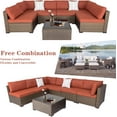 Kinbor Outdoor Wicker Furniture Set 7Pcs Sectional Sofa Patio