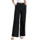 thumbnail image 1 of Pantalones anchos casuales INSPIRE CHIC para mujer, con cintura alta elástica, un botón, pantalones ligeros con bolsillos, talla XL, color negro, 1 of 5