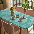thumbnail image 3 of Teal Coastal Table Cloths for 5 Foot Rectangle Tables, Starfish Coral Summer Beach Ocean Patio Waterproof Elastic Fitted Tablecloths, Washable Rectangular Table Cover for Camping, 3 of 8