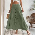thumbnail image 2 of Women's Maxi Pleated Skirt High Waisted A Line Long Skirts Button Down Business Casual Outfits for Holiday, 2 of 6