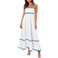 thumbnail image 1 of WTXUE Robes Maxi en Liquidation, Robe Nuisette Sans Manches Élégante à Encolure Carrée, Femmes 2024 Été Robe Longue Fluide à Étages Type Camisole Unie Vestidos Casuales Para Mujer Verano Maxi Women, Bleu+s(US:2-4), 1 of 8