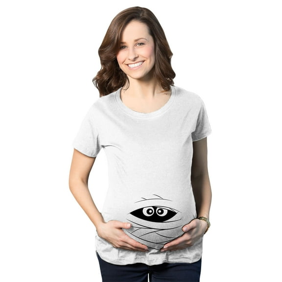 Maternity Peeking Mummy T Shirt Cute Funny Halloween Movie Pregnancy Tee