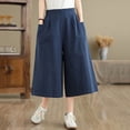 thumbnail image 5 of yeiolnoer Culottes for Women Casual High Waisted Capri Pants with Pockets Flowy Wide Leg Pant Fashion Clothing, 5 of 7