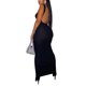 thumbnail image 3 of SAYOO Mujeres Sexy Spaghetti Strap Slim Fit Vestido largo Color sólido Halter Neck Cami Maxi Vestidos Elegante Bodycon Clubwear SAYOO Moda, 3 of 6