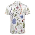 thumbnail image 5 of Spring Green Botanical Colorful Wildflower Men Zipper T-shirt Summer Casual Short Sleeve T-shirt Top, 5 of 7