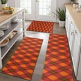 thumbnail image 2 of Red and Orange Argyle Pattern Kitchen Rugs Sets Of 3,Kitchen Runner Rugs Non Skid Washable,Decorative Kitchen Floor Mats for Kitchen,Sink,Laundry,17"x30"+ 17"x47" + 17"x59", 2 of 6