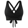 thumbnail image 4 of TOWED22 Swimwear Strappy Seashell Bikini Top Swim Tops Push Up Bathing Suit Tops For Women With Underwire Swimsuit Tops(Black,M), 4 of 5