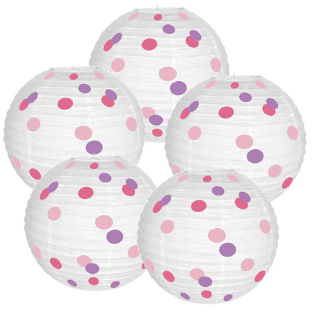 Just Artifacts 12-Inch Fairytale Princess Polka Dots Paper Lantern (Set of 5)