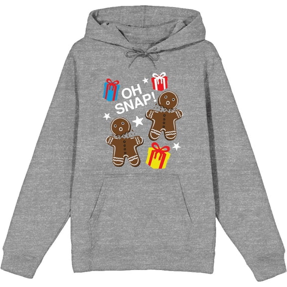 Christmas Oh Snap Adult Heather Gray Long Sleeve Hoodie-Medium