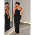 thumbnail image 3 of Womens Tassel Fringe Halter Neck Party Maxi Dress in Black, 3 of 9