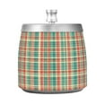 thumbnail image 7 of Yayeee Ashtray with Lid for Cigarette Smokeless Stainless Steel Home Ash Holder, Red Green Tartan Pattern, 7 of 7