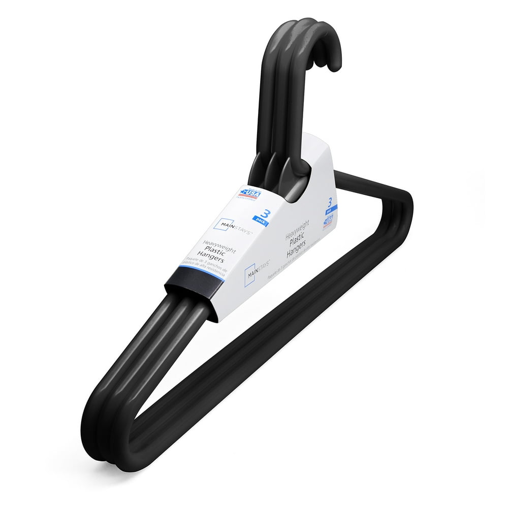 Mainstay Black Super Heavy Weight Hangers, 3 Count