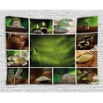 thumbnail image 1 of Spa Decor Tapestry, Collage of Candles Stones Herbal Salts Towels and Botanic Plants Print, Wall Hanging for Bedroom Living Room Dorm Decor, 80W X 60L Inches, Green White and Brown, by Ambesonne, 1 of 2