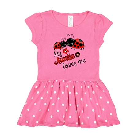 

Inktastic My Auntie Loves Me with Cute Lady Bugs Gift Toddler Girl Dress