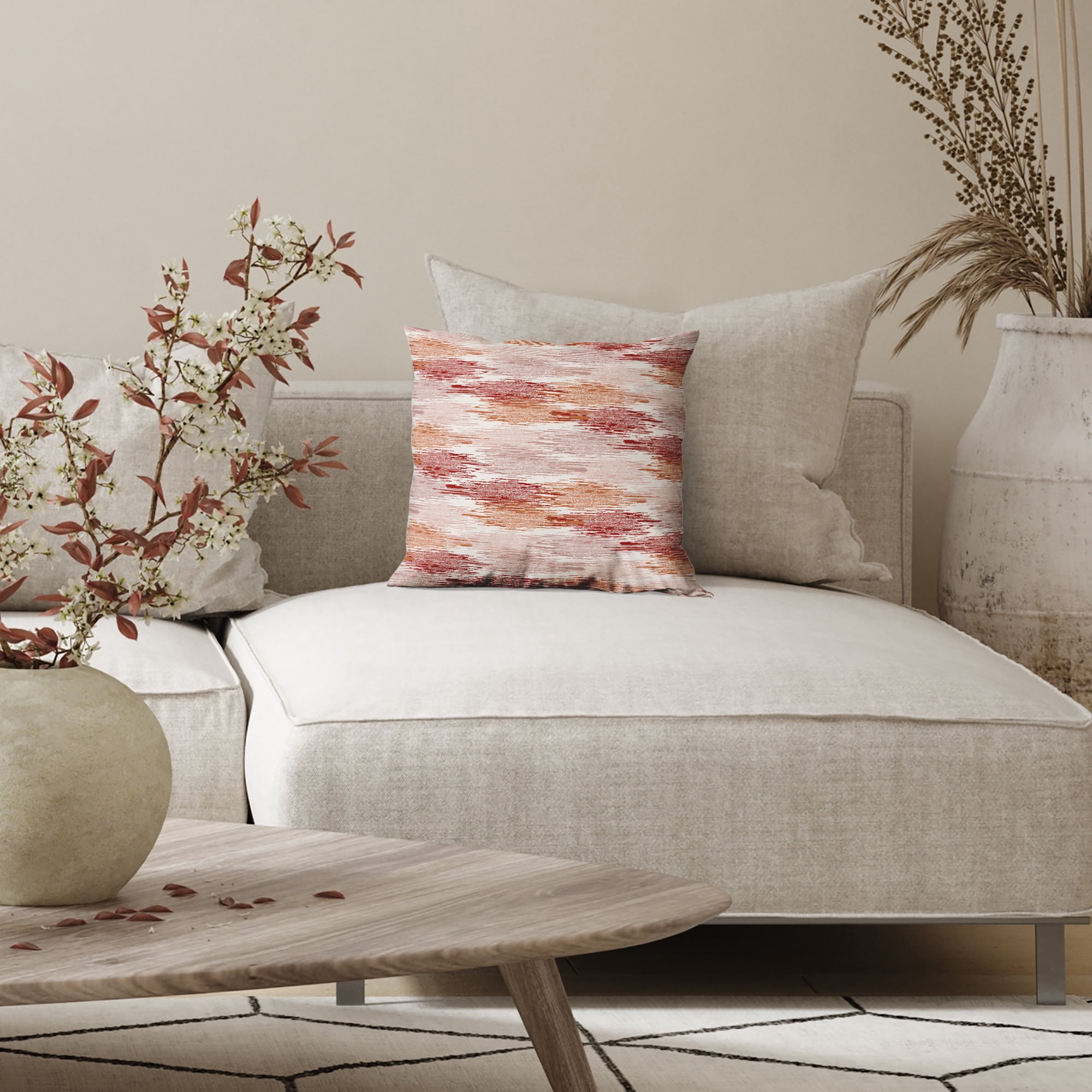 Americanflat 18"x18" Abstract Blurred Throw Pillow with Premium Polyester - Red
