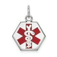 thumbnail image 1 of Solid 14k White Gold Enamel RN Registered Nurse Caduceus Symbol Medical Jewelry Emergency Alert Pendant Charm - 15mm x 15mm, 1 of 4