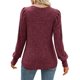 thumbnail image 4 of Top de cuello redondo para mujer, Top de manga larga abombado de Color puro suave y cómodo a la moda para la oficina diaria, rojo vino XXL, 4 of 6