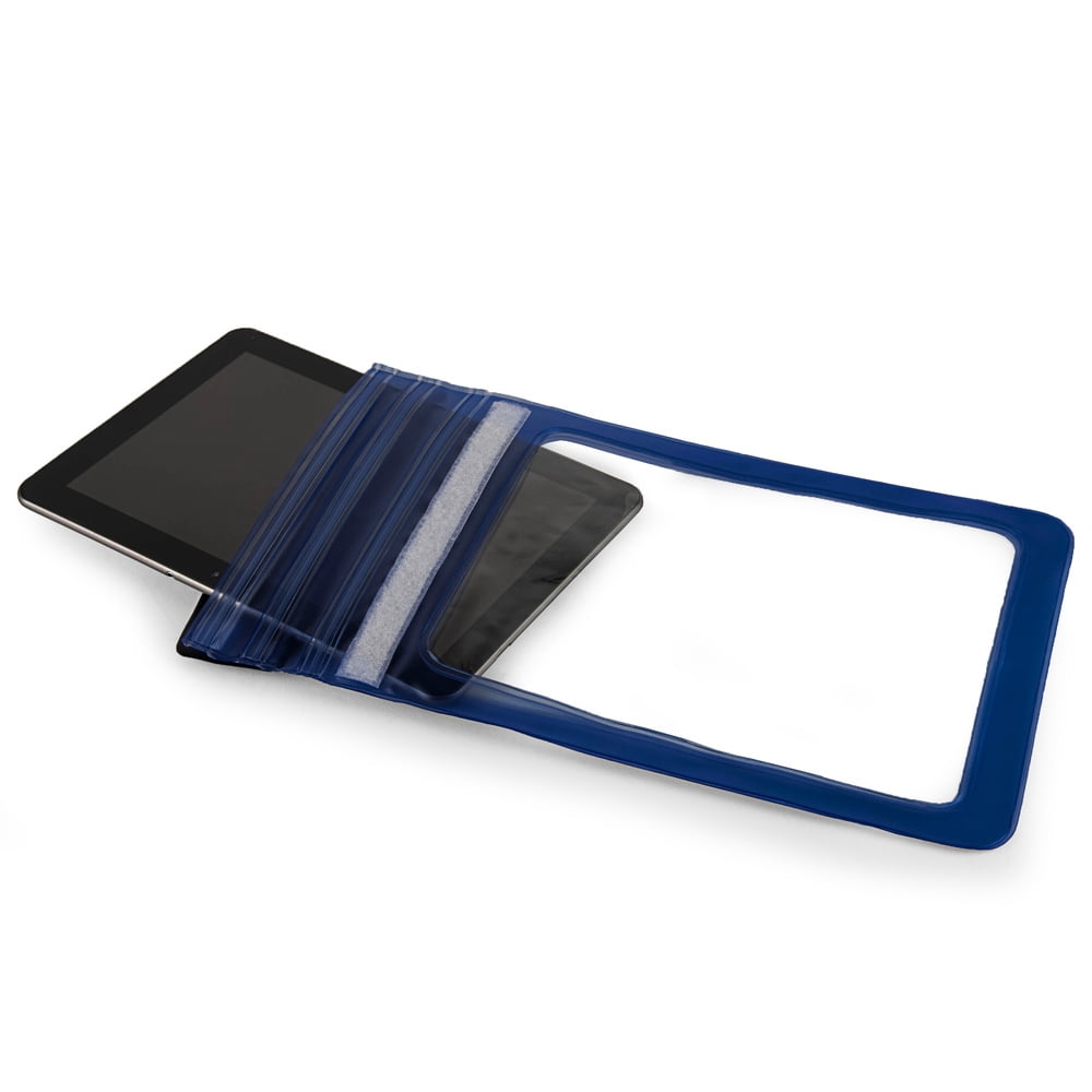 Waterproof Case Tablet Dry Pouch (Blue) w/ Neck Lanyard - Compatible w/ iPad Pro 12.9/11/9.7 Samsung Galaxy Tab S4/Book Microsoft Surface Go, Tablets up to 12.9” Great for Swim Pool Beach Bath Travel