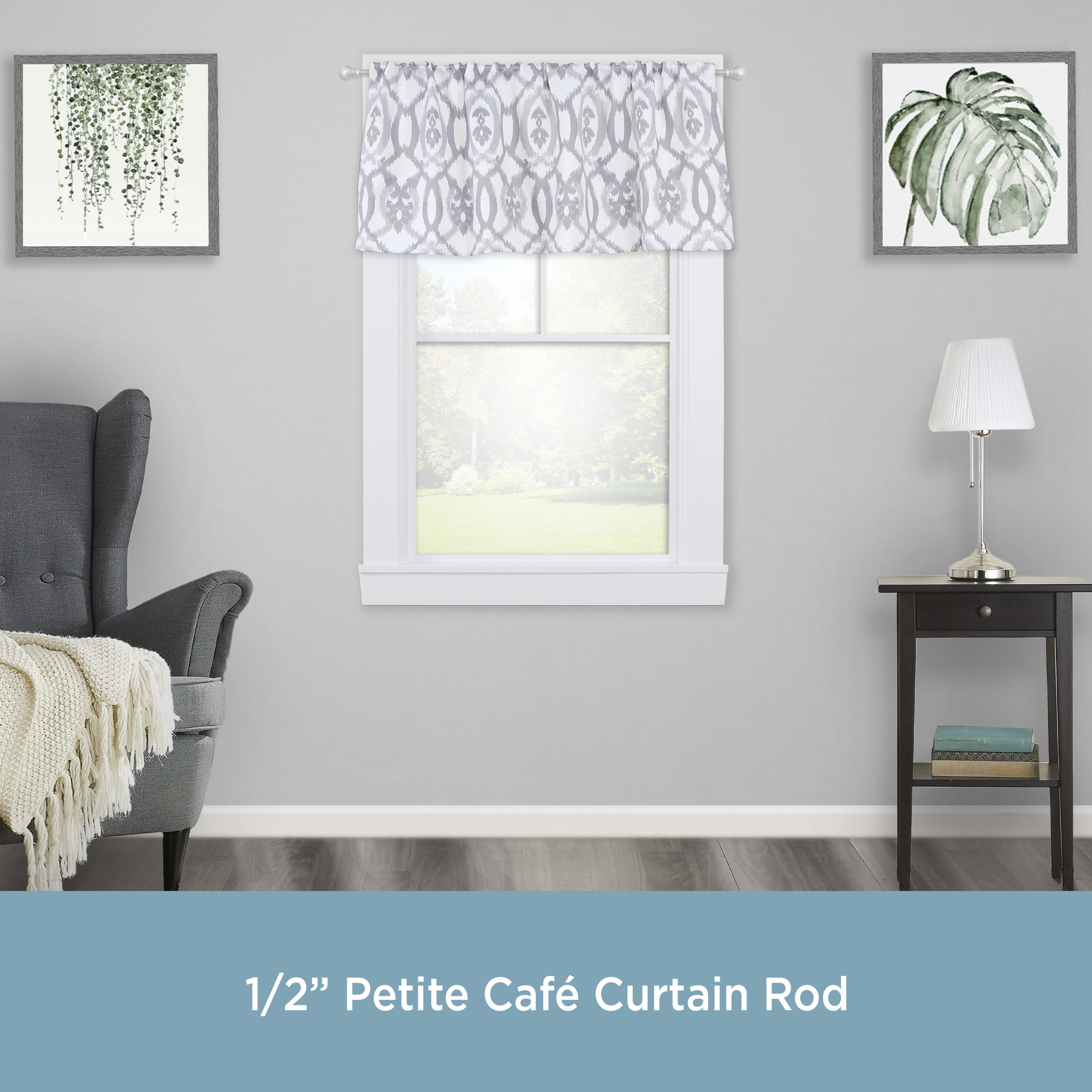 Kenney® Davenport 1/2" Petite Cafe Decorative Window Curtain Rod, 28-48", Brushed Nickel - image 3 of 7