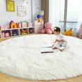thumbnail image 1 of Qucyy Fluffy Round Rug 6Ft, Cream White Rugs for Bedroom, Shag Fuzzy Round Area Rug for Living Room, Shag Circle Rug, Plush Soft Carpet for Girls Boys Kids, Non Slip Rugs for Dorm, Room Decor Aesthe, 1 of 5