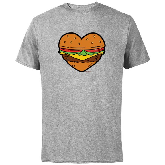 Bob’s Burgers Ketchup and Mustard Heart - Short Sleeve Cotton T-Shirt for Adults - Customized-Athletic Heather