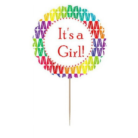 Baby Shower Baby Rattle Pick With Bow, 10-1/4-Inch, 2-Count