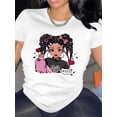 thumbnail image 1 of Camiseta De Mujer Camiseta De Verano Para Mujer Para Viajes En La Calle TrabajoCartoon Women's Portrait Print Comfortable Breathable Sports T-shirt, Casual Short Sleeve Crew Neck Top For Spring & Su, 1 of 5