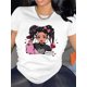 thumbnail image 1 of Camiseta deportiva cómoda y transpirable con estampado de retrato de dibujos animados para mujer, top informal de manga corta y cuello redondo para primavera y verano, ropa de mujer, top deportivo de, 1 of 5
