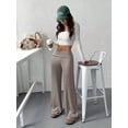 thumbnail image 4 of Women’s Knit Straight-Leg Pants, Soft Stretch Casual Trousers, Lightweight Striped or Solid Lounge Bottoms, High-Waist Relaxed Fit Pants for Daily Wear & Travel, 4 of 6