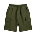 thumbnail image 6 of YOIAVAIOY Bermuda Shorts for Men Knee Length Casual Summer Mid Rise Cargo Shorts Pockets Elastic Waist 11 Inch Inseam Shorts Army Green 5-6 Years, 6 of 7