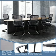 MCQ 2Pcs Desk Chair, No Wheels Home Office Chair, Mesh Mid Back Computer Guest Side Chair with Lumbar Support, Black
