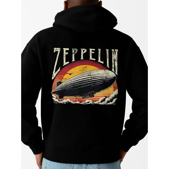 Zeppelin Sunset sweatshirt for men regular fit black Clothing For Autumn Winter graphic Basic Unisex Shirt Short Sleeve tshirts