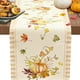 thumbnail image 5 of Linen Thanksgiving Table Runner with Pumpkin Maple Leaf Plaid Design for Harvest Holiday Party Decor, Autumn Kitchen Dining Table Centerpiece, Farmhouse Rustic Fall Decorations, Seasonal Home Accent, 5 of 6