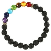 COVE 7 Chakra Lava Stone Beaded Bracelet, Natural Lava Rock Colorful Healing Stones Bracelet for Men & Women