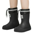 thumbnail image 4 of Yuncity Boys Girls Rain Boots Mid Calf Boots School Outdoor Play Comfortable Non- Casual Teen Age 8-14 Shoes Footwear Black 11-12 Years, 4 of 6