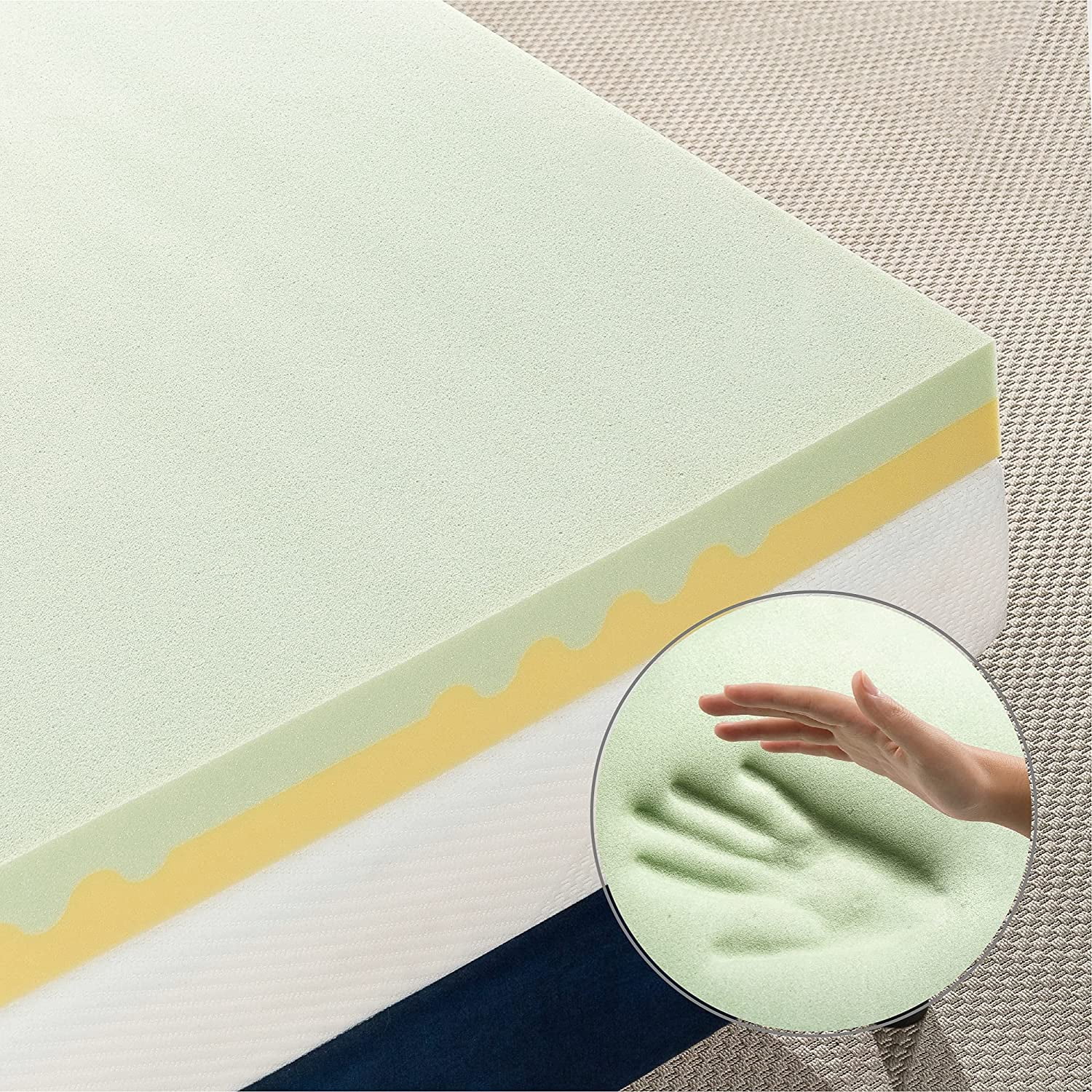 Buy ZINUS 4 Inch Green Tea TorsoTec Memory Foam Mattress Topper