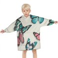 thumbnail image 3 of Butterfly Colorful Wing Pattern Blanket Hoodies for Kids 6-13YR Oversize Wearable Blanket Hoodies for Boys Girls Teens, 3 of 7