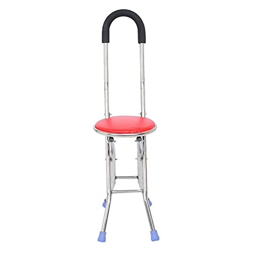 Natudeco Foldable Walking Cane Chair Multi Functional Crutch Stool