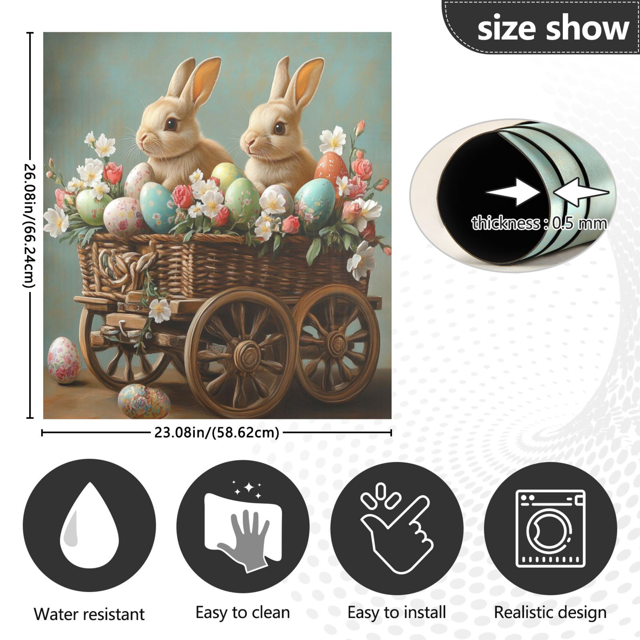 Dishwasher Magnetic Sticker 23x26 Inch Refrigerator Magnetic Sticker Washing Machine Magnetic Sticker Kitchen Panel Magnetic Sticker Home Decor Easter Wagon Bunny