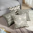 thumbnail image 6 of Throw Pillow Covers Home Decor Set of 4 Gray Floral Vintage Leaf Retro Geometric Pillow Cases Decorative 18 x 18 Inches Outdoor Cushion Couch Sofa Pillowcases, 6 of 6