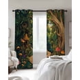 thumbnail image 3 of Forest Blackout Curtains 72 Inches Long for Bedroom, Vintage Cottage Mushroom Tree Floral Green Thermal Insulated Room Darkening Black Out Window Curtain Panels Grommet Drapes for Living Room, 3 of 8