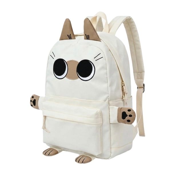 Mochila escolar, mochila de día con cremallera, mochila para libros, mochila para ir de compras para niñas Blanco