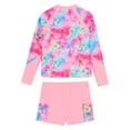thumbnail image 2 of iEFiEL Kids Girls Floral Print Rash Guard Set Long Sleeve Swim Top with Shorts Sun Protective Swimsuit Pink 12, 2 of 7