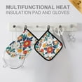 thumbnail image 4 of Yayeee Oven Mitts and Pot Holder Set of 2 Heat Resistant Kitchen Gloves Baking Hot Pad, Colorful Flowers Pattern, 4 of 5